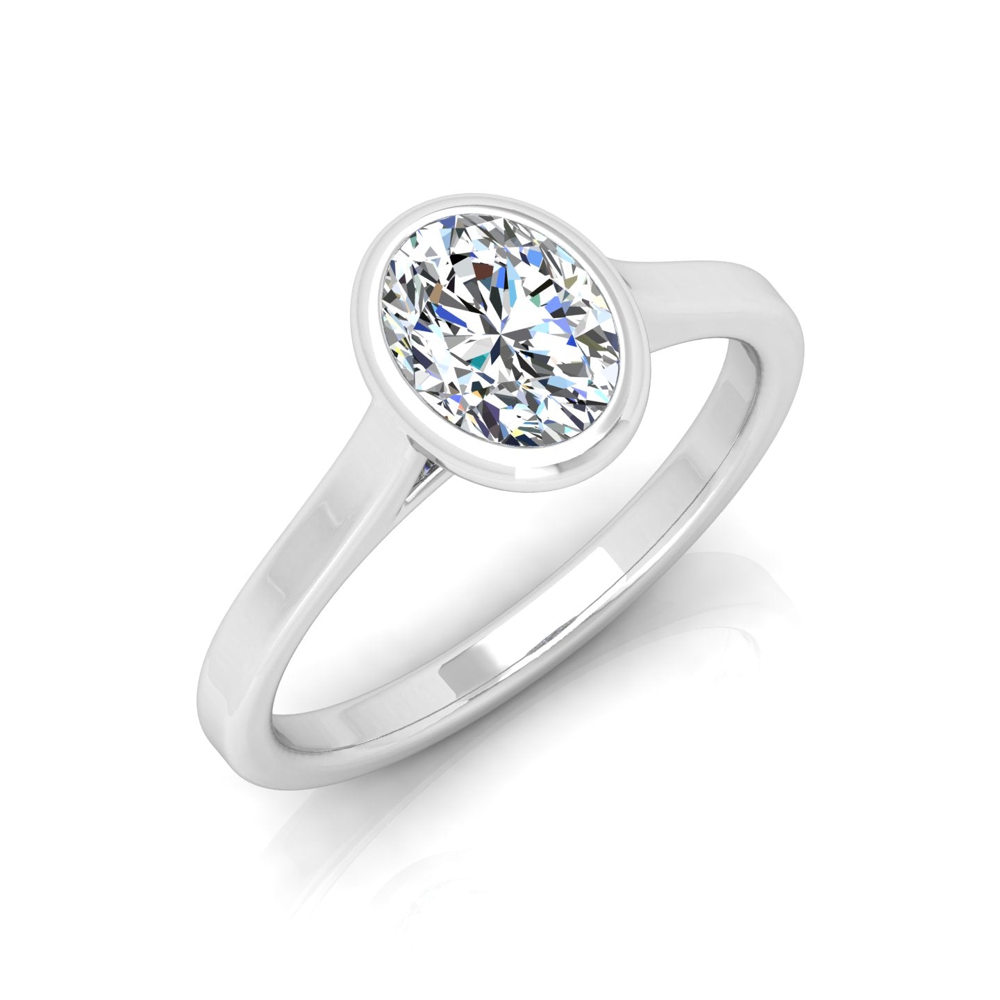 18k Yellow Gold All Shape Comfort Fit Bezel Set Solitaire Engagement Ring