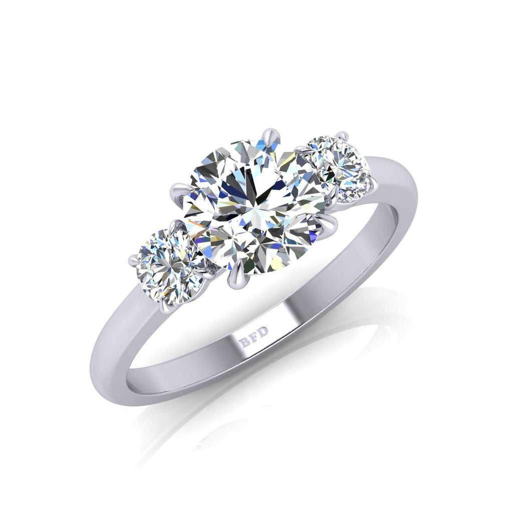 Round Diamond Three Stone Engagement Ring in Platinum 1.00Ct-3.00Ct