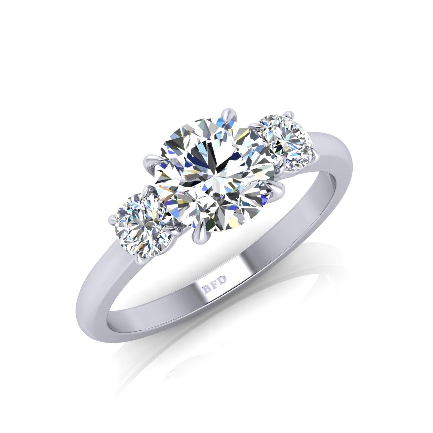 Round Diamond Three Stone Engagement Ring in Platinum 1.00Ct-3.00Ct