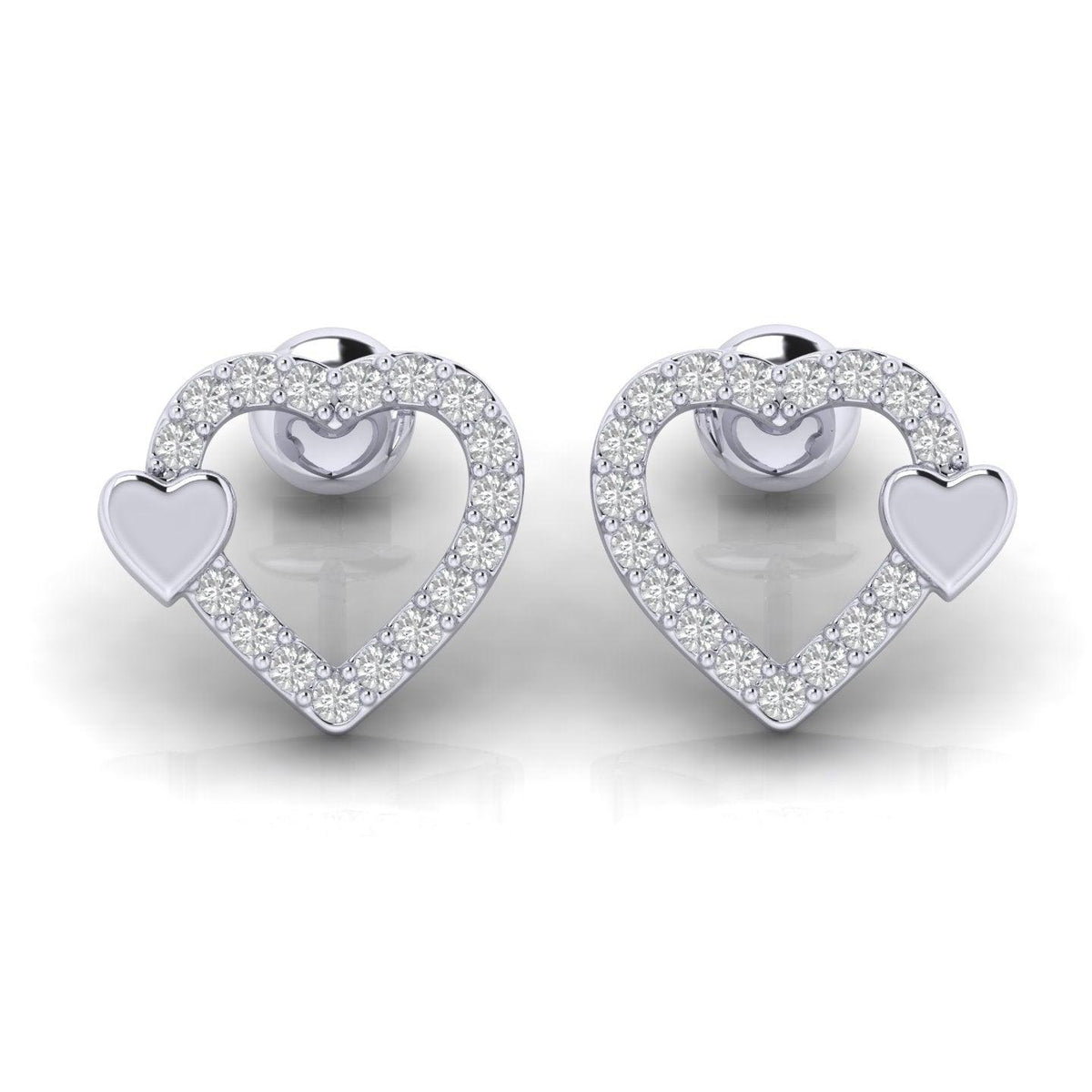 0.25 CT Round Diamond Heart Shape Designer Earrings - amadadiamonds