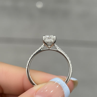 Certified 1.50CT D/VS Radiant cut Diamond Hidden Halo Engagement Ring For Women In Platinum