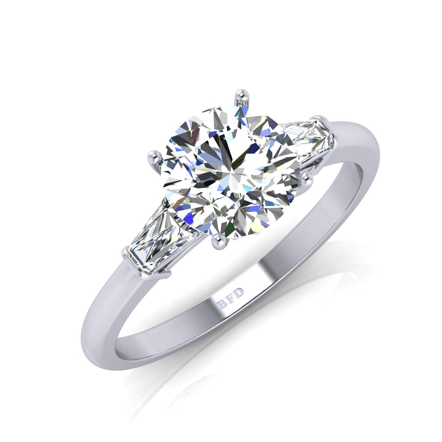 Round & Tapper Diamond Trilogy Engagement Ring in Platinum 1.00Ct-3.00Ct