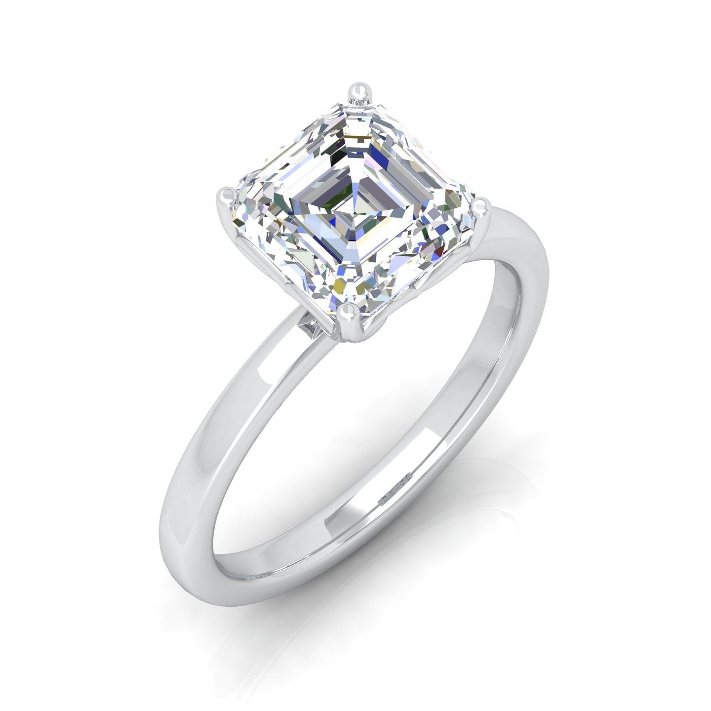 IGI Certified E/VS Asscher Diamond Solitaire Engagement Ring - amadadiamonds