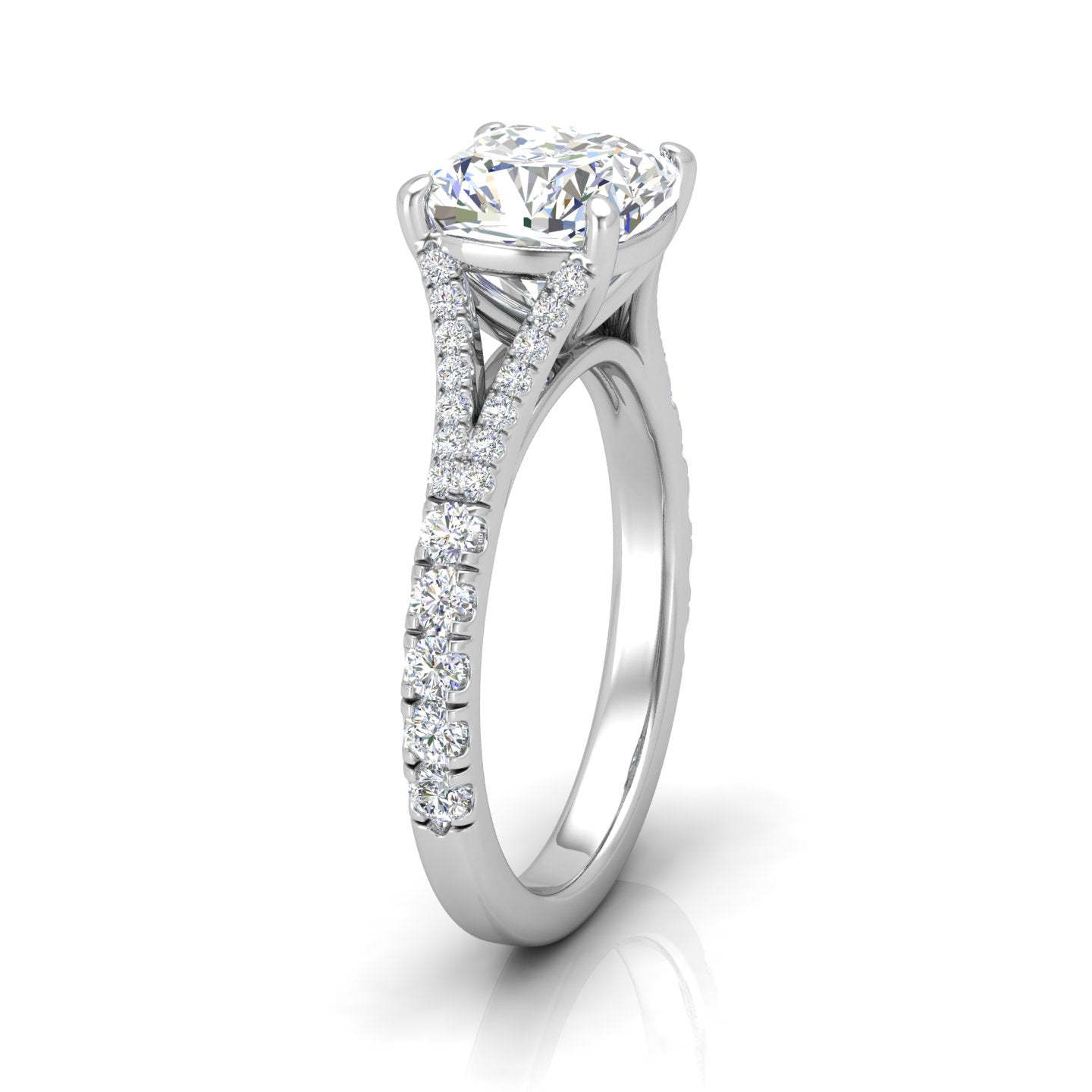 Julie Cushion Diamond Split Shank Engagement Ring