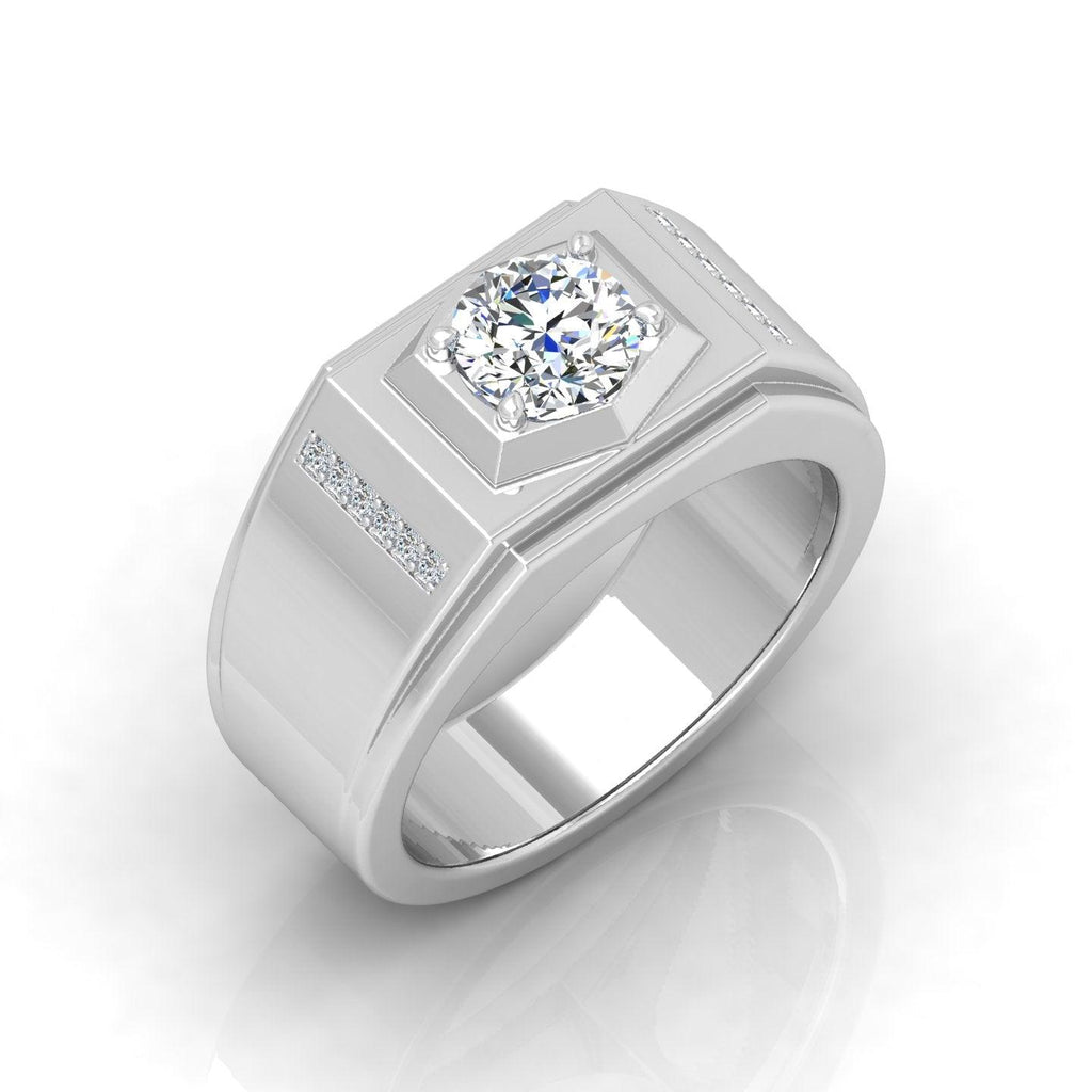 Certified F/VS 1.00Ct Round Diamond Solitaire With Accents Engagement Ring For Him