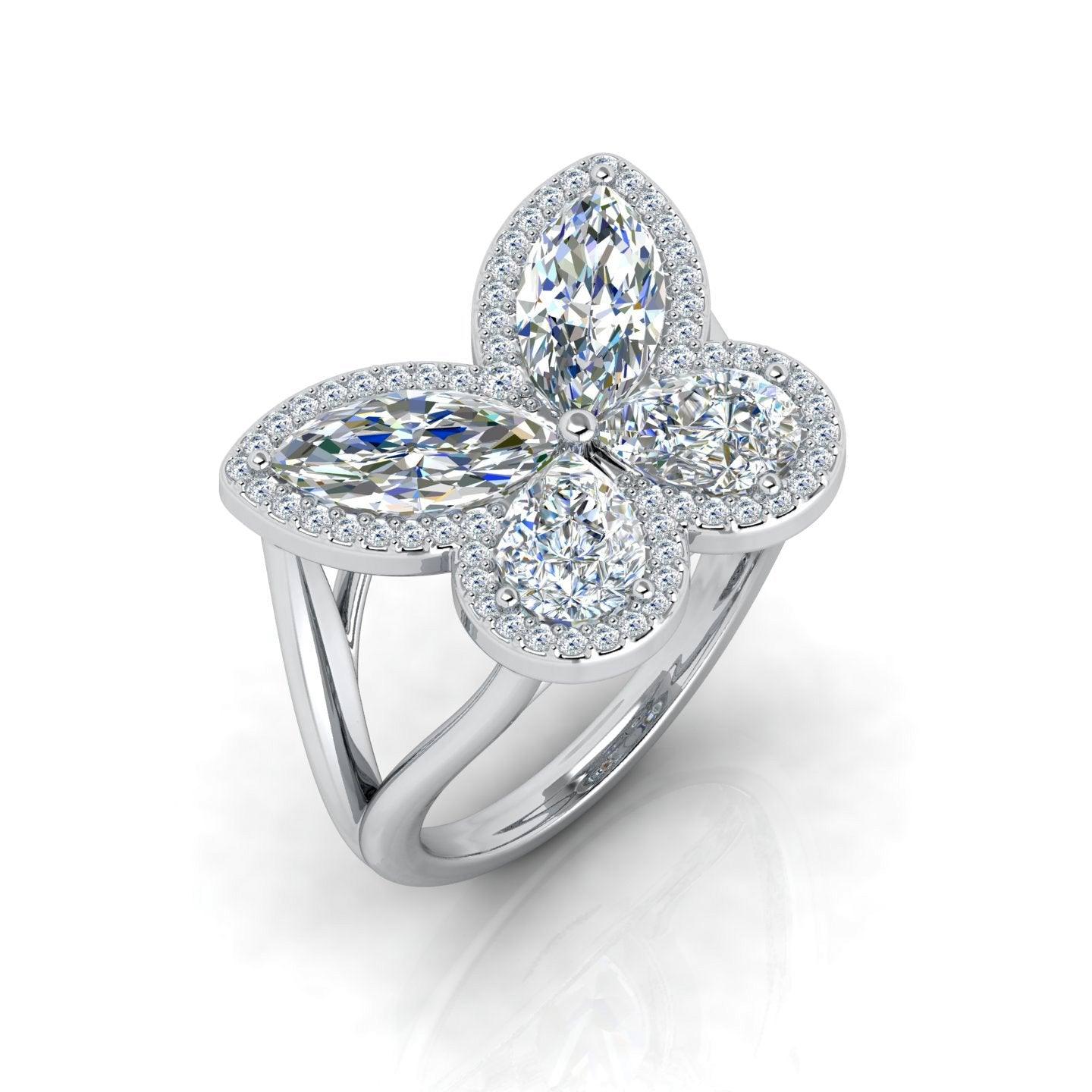D/VS 4.00 Carat Butterfly Design Vintage Look Engagement Ring - amadadiamonds