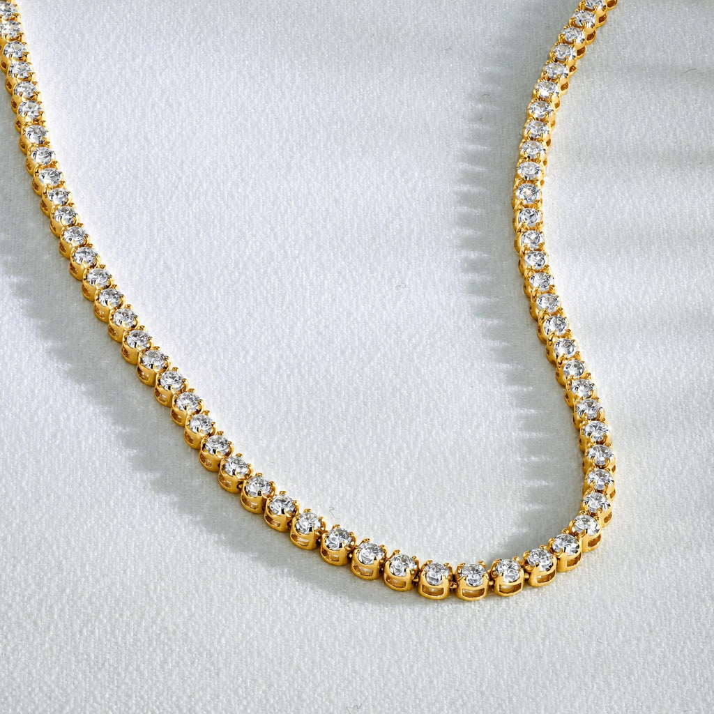 4–8ct Round Lab-Grown Diamond Crown-Set Tennis Necklace in 9K Gold