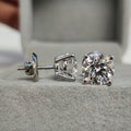 Certified E/VS 4.00Ct Hugh Round Diamond Stud Earrings in Platinum