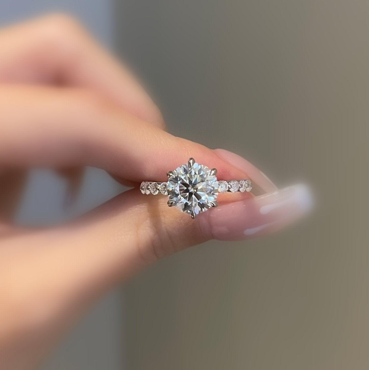 4.50CT IGI Certified Lab Grown Round Diamond Engagement Ring
