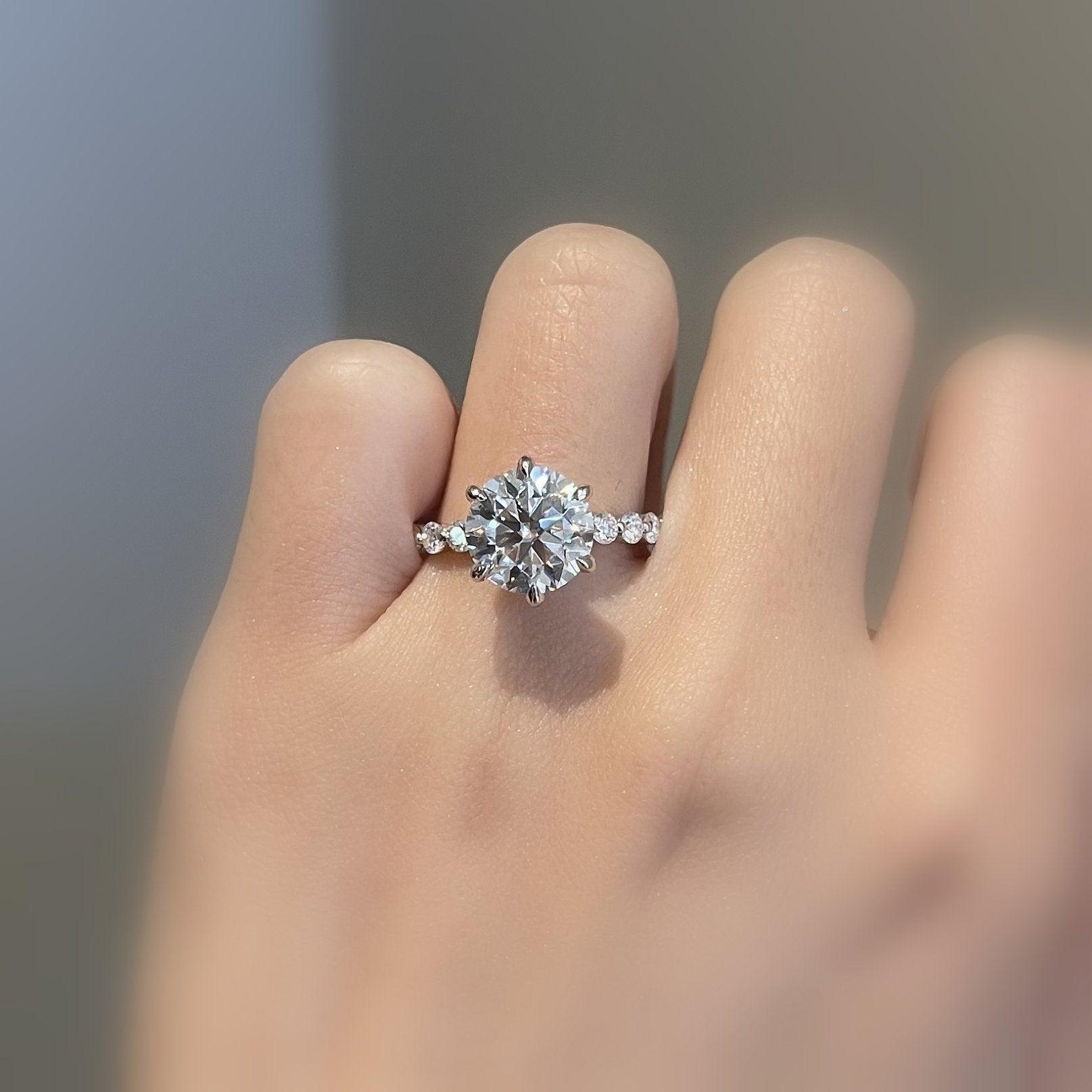 4.50CT IGI Certified Lab Grown Round Diamond Engagement Ring