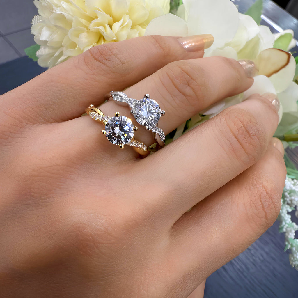 IGI Certified 1.20Carat D/VS Round & Side Diamond Twisted Shank Designer Ring
