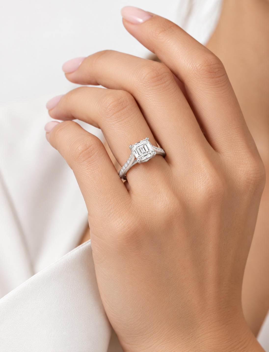 Emerald Diamond Engagement Ring Platinum Labgrown 3.30 Ct Solitaire