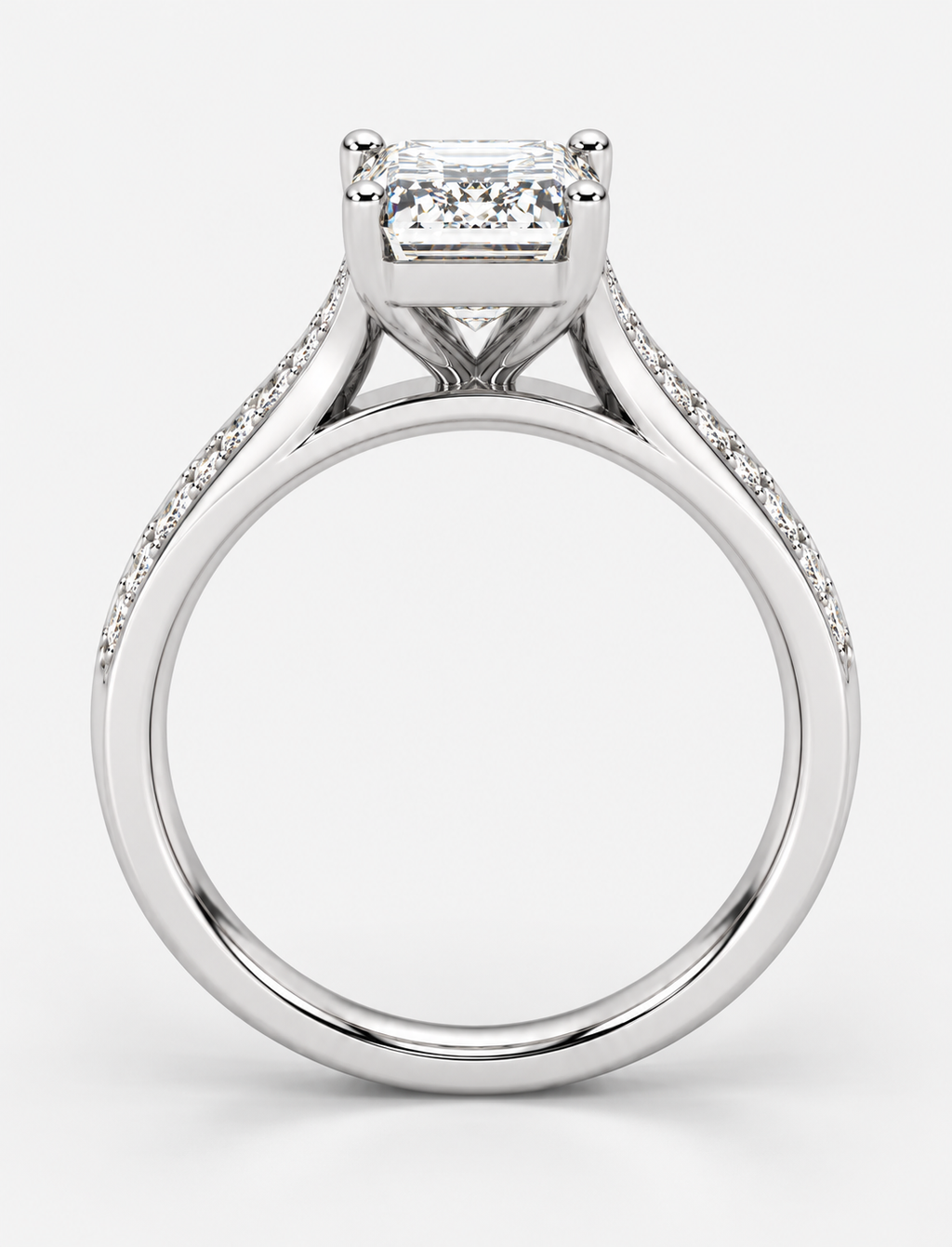 Emerald Diamond Engagement Ring Platinum Labgrown 3.30 Ct Solitaire