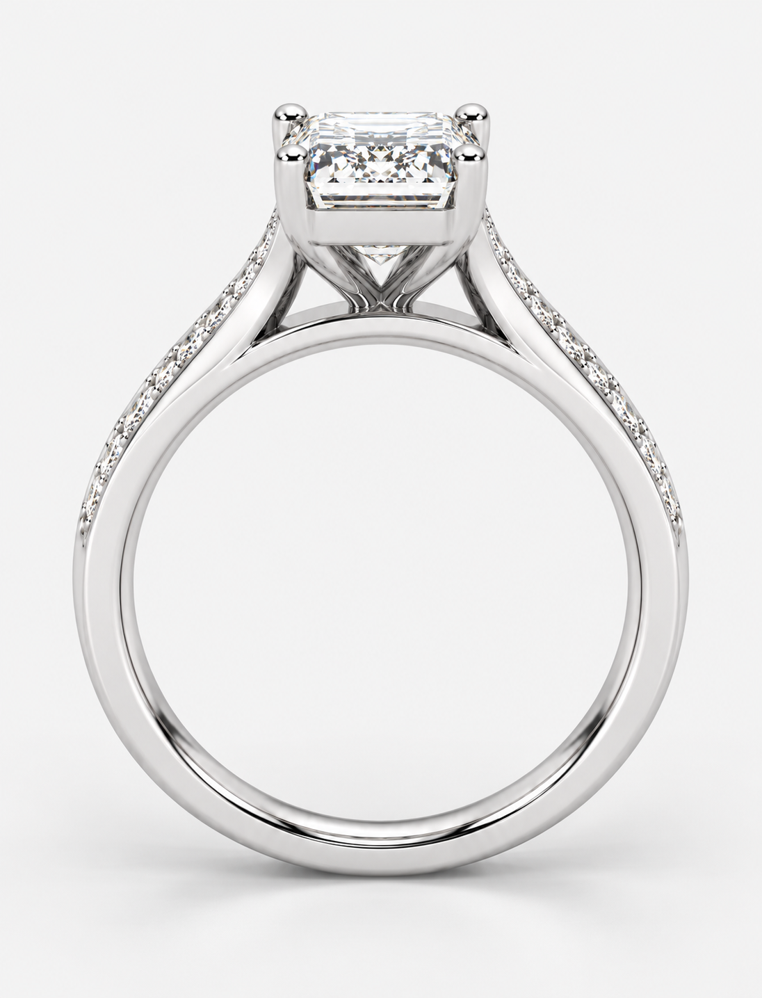 Emerald Diamond Engagement Ring Platinum Labgrown 3.30 Ct Solitaire