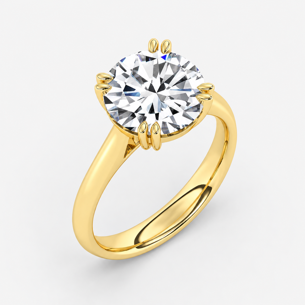 Round Diamond Engagement Ring 18k Yellow Gold Labgrown 3 Ct Solitaire
