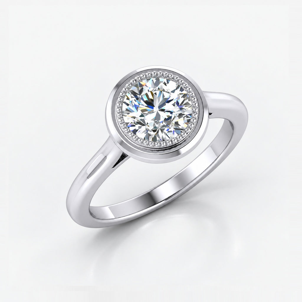 IGI Certified 2.00Ct Classic Milgrain Set Solitaire Engagement Ring in Gold & Platinum