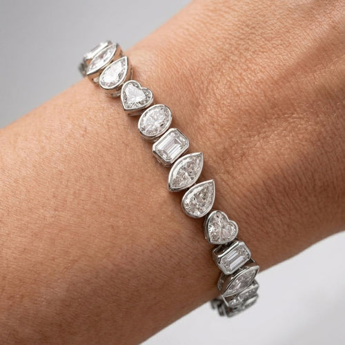 10.00 Carat D/VS Lab Grown Mixed Shape Diamond Tennis Bracelet
