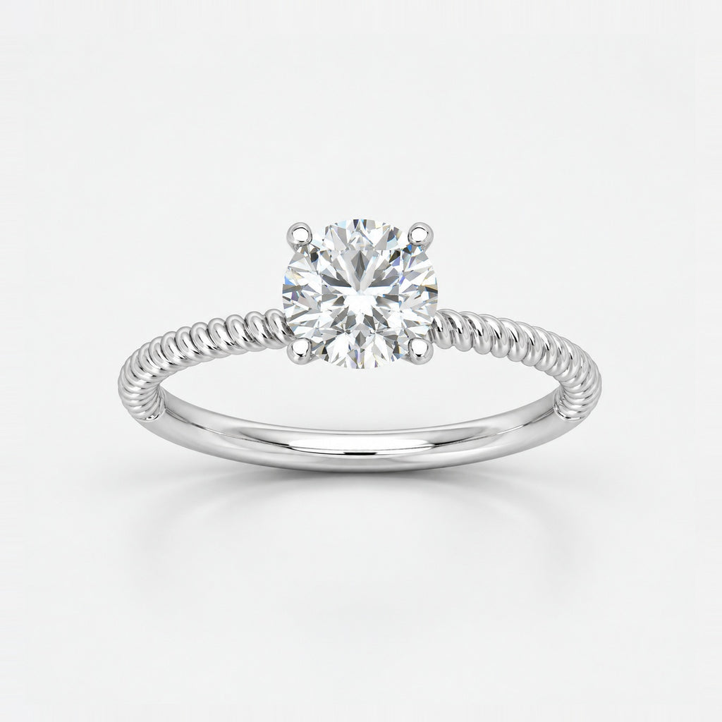 IGI Certified 1.00 Carat E/VS Cable Solitaire Engagement Ring in Gold & Platinum