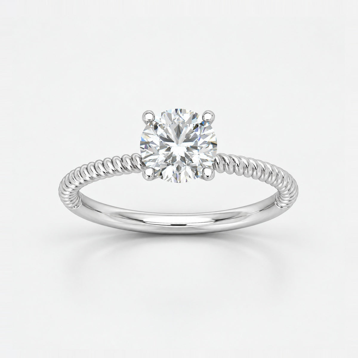 IGI Certified 1.00 Carat E/VS Cable Solitaire Engagement Ring in Gold & Platinum