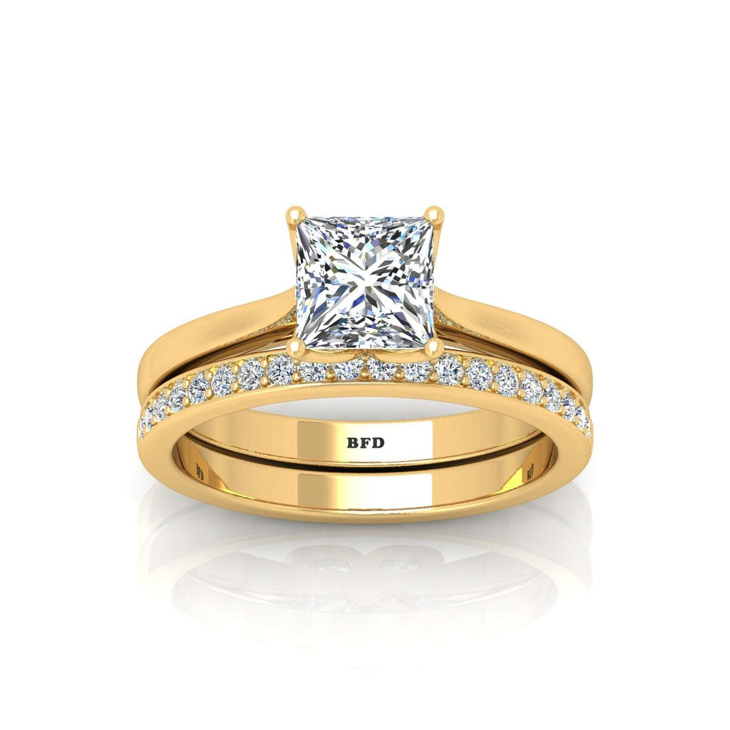Certified Princess Diamond Bridal Set Engagement Ring