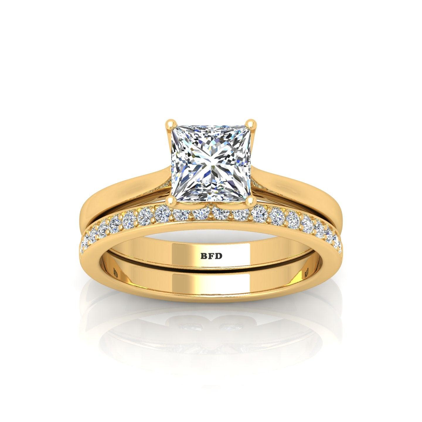 Certified Princess Diamond Bridal Set Engagement Ring