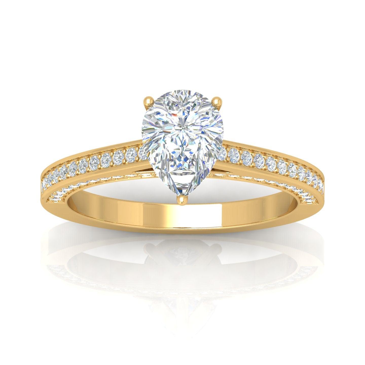 Certified Pear Diamond Engagement Ring 2.00Carat E/VS