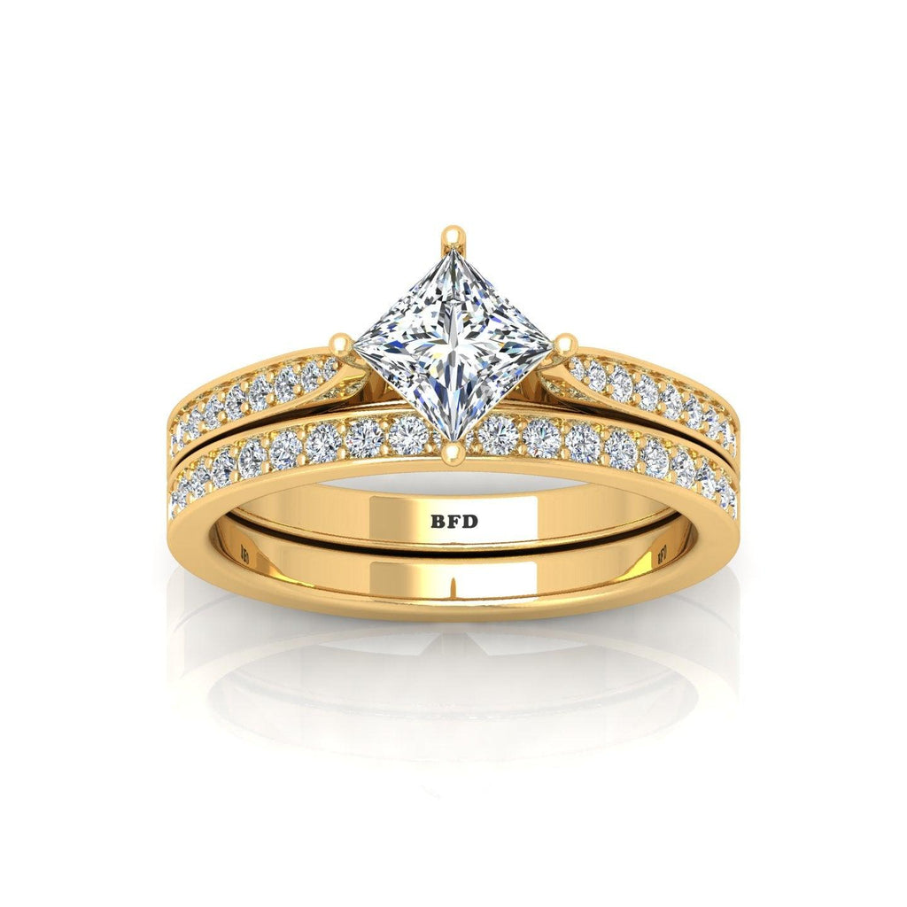 Certified Princess Diamond Engagement Ring With Diamond Matching Band 1.50Carat
