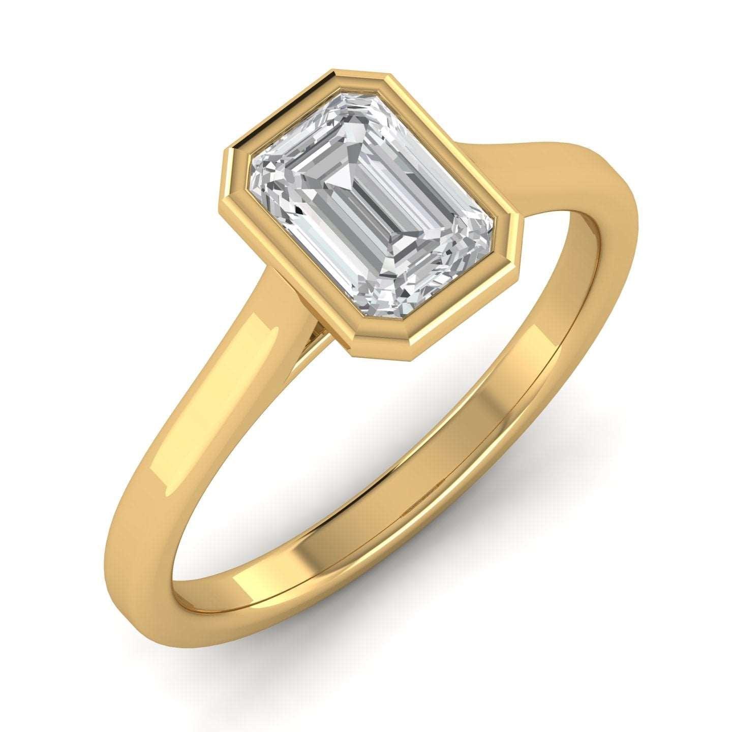 18k Yellow Gold All Shape Comfort Fit Bezel Set Solitaire Engagement Ring