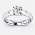 IGI Certified Lab Grown Classic Round Brilliant Cut with side Diamond Bezel Set Engagement Ring in Gold & Platinum – 1–5Ct
