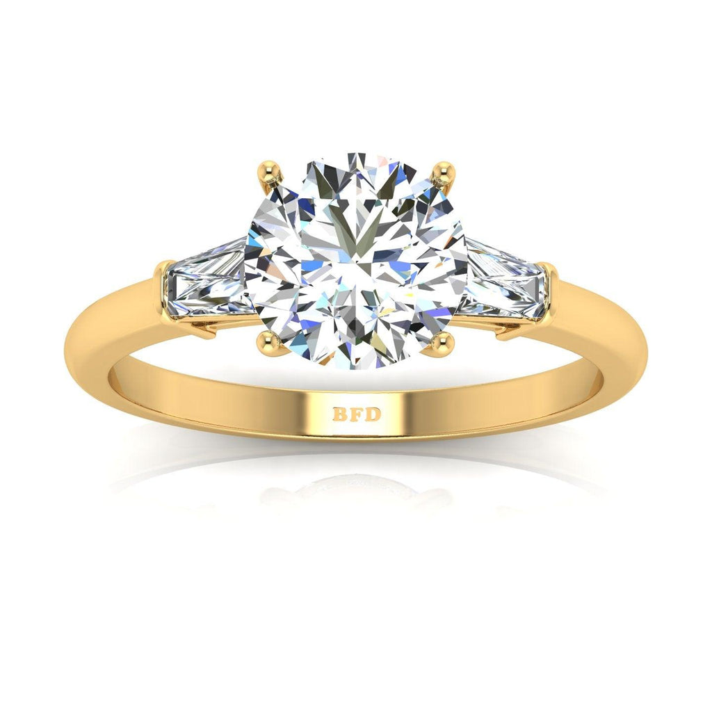 Round & Tapper Diamond Trilogy Engagement Ring in Platinum 1.00Ct-3.00Ct