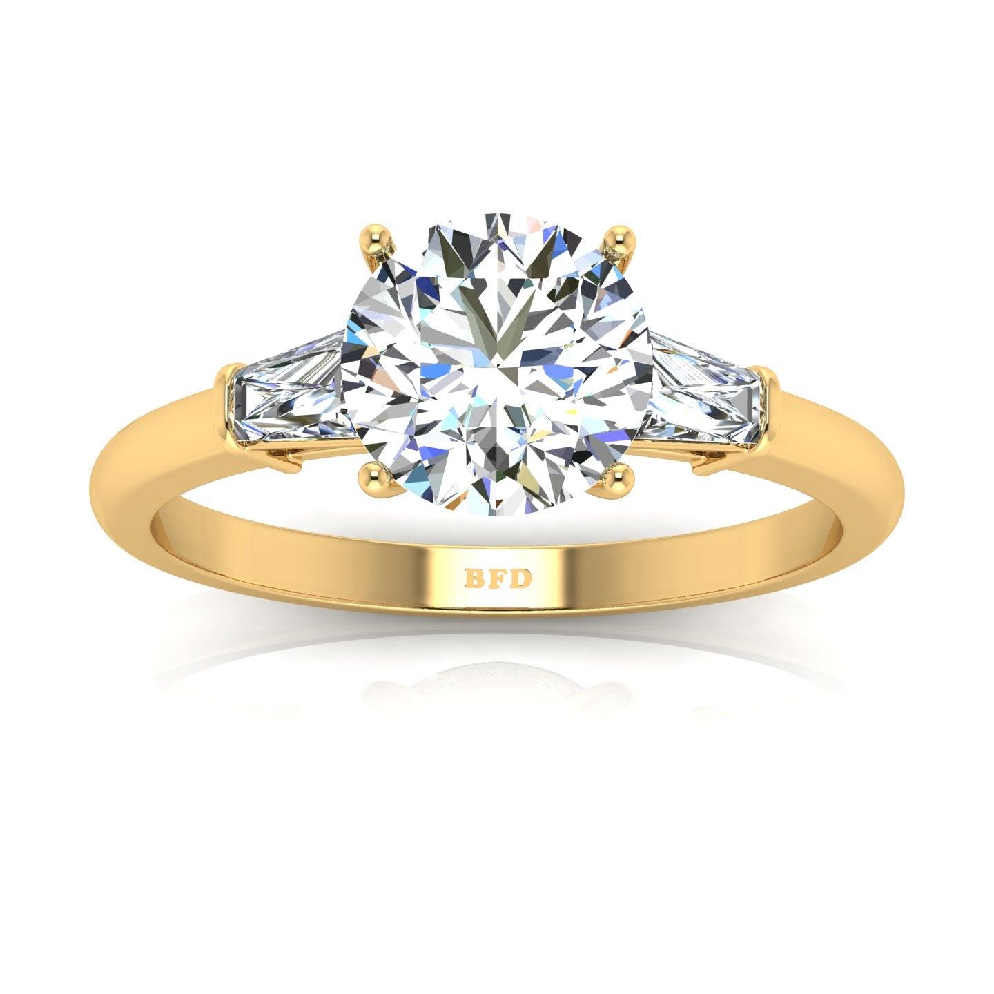 Round & Tapper Diamond Trilogy Engagement Ring in Platinum 1.00Ct-3.00Ct