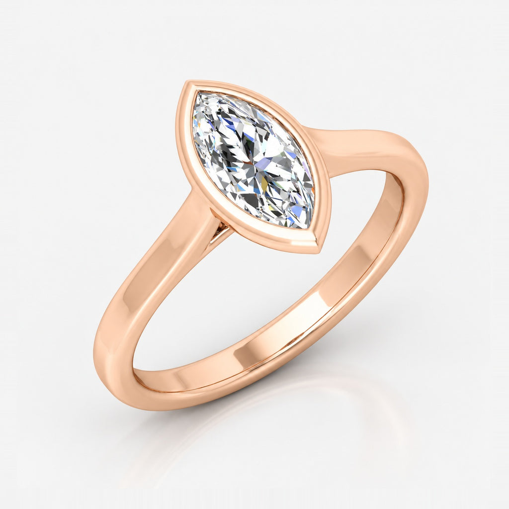 Marquise Diamond Bezel Set 2.00Ct IGI Certified Solitaire Engagement Ring in Gold & Platinum