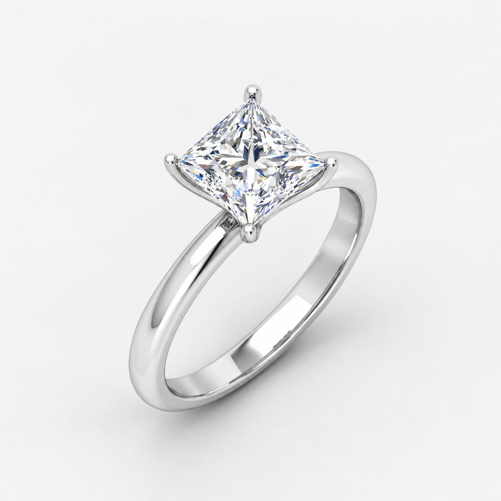 2.00Ct Solitaire Engagement Women's Ring Princess Diamond IGI Certified in Gold & Platinum