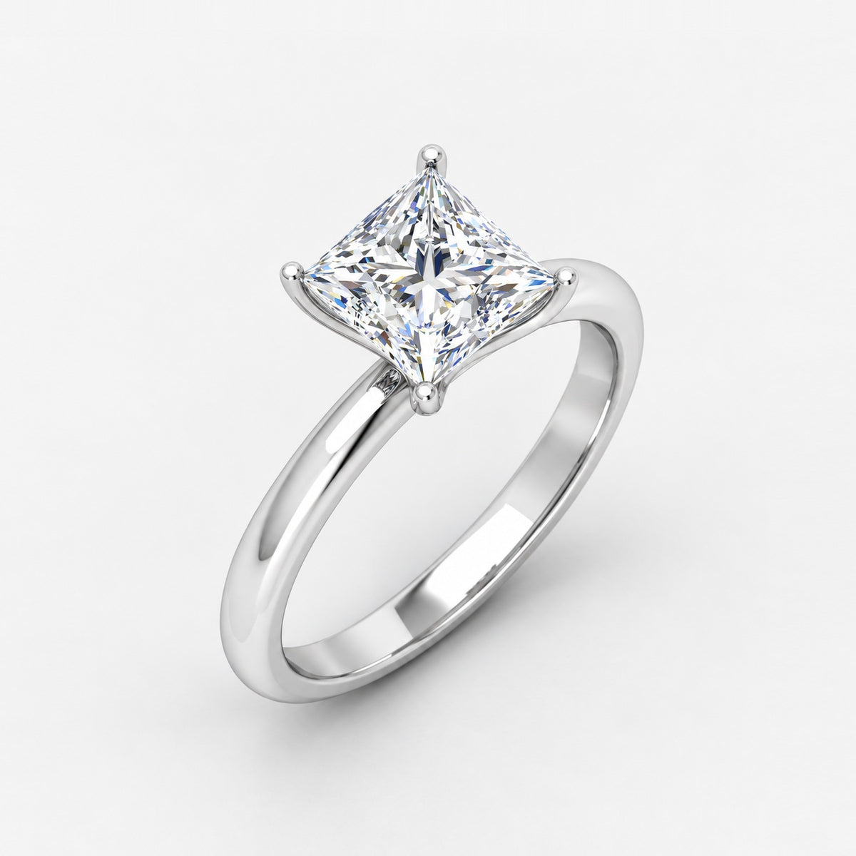 2.00Ct Solitaire Engagement Women's Ring Princess Diamond IGI Certified in Gold & Platinum