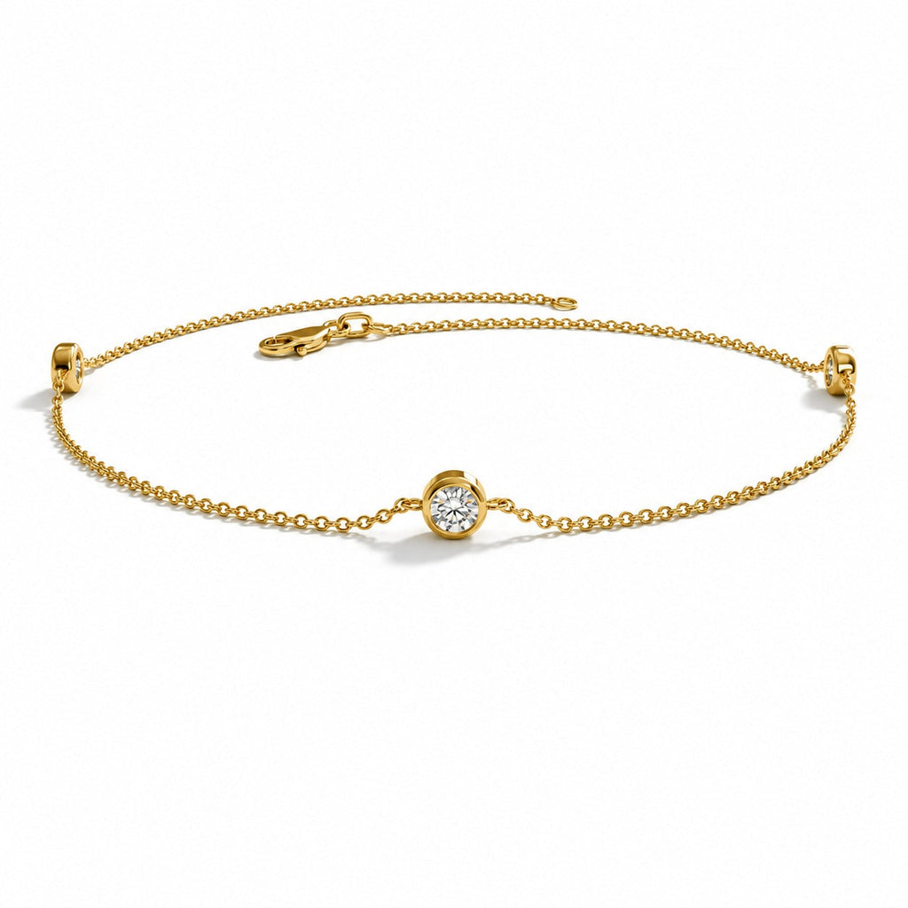 Round Diamond Tennis Bracelet - 18k Gold (Angle View 8)