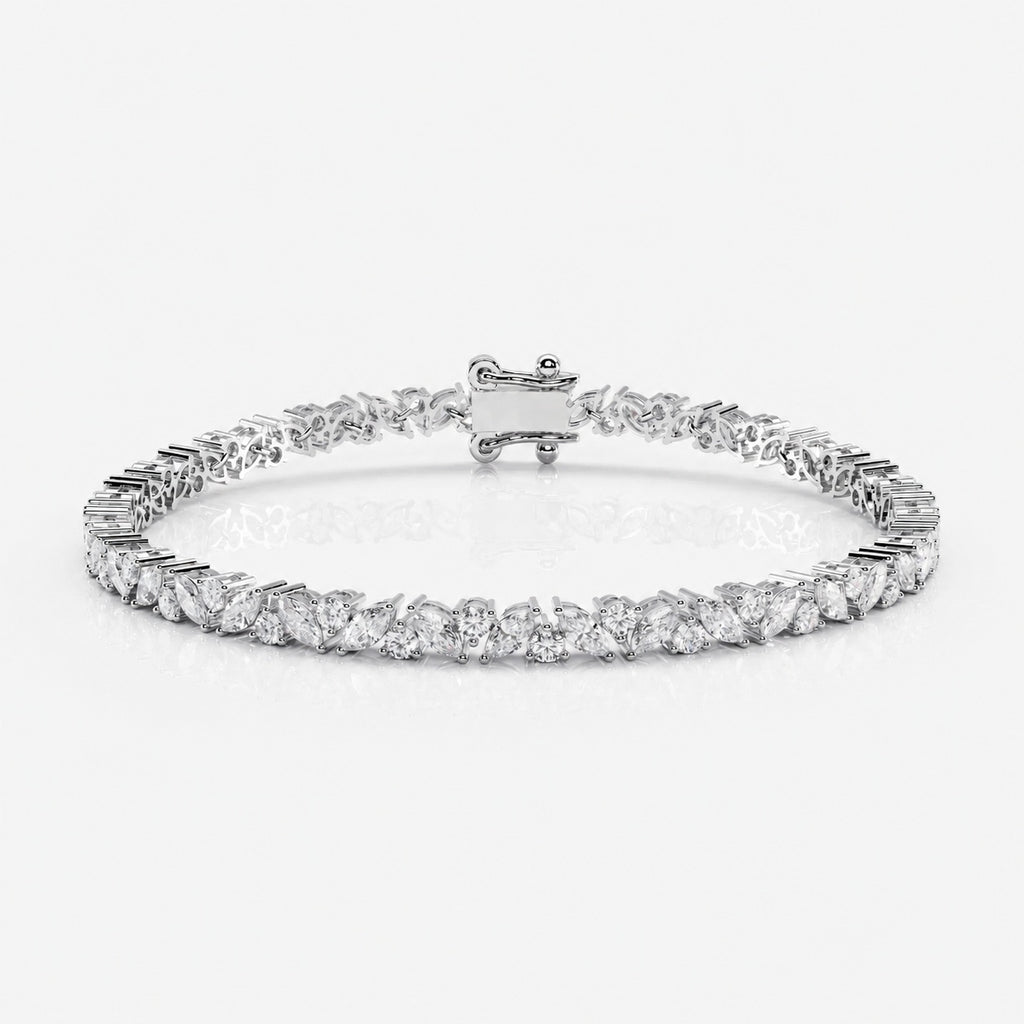 Classic Round and Marquise Diamond Tennis Bracelet 9K 'Gold 10.00Ct