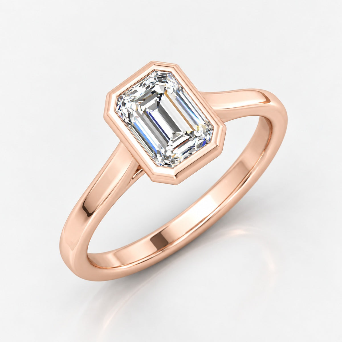 Bezel Setting IGI Certified Classic Solitaire Emerald Diamond Engagement Ring in Gold & Platinum