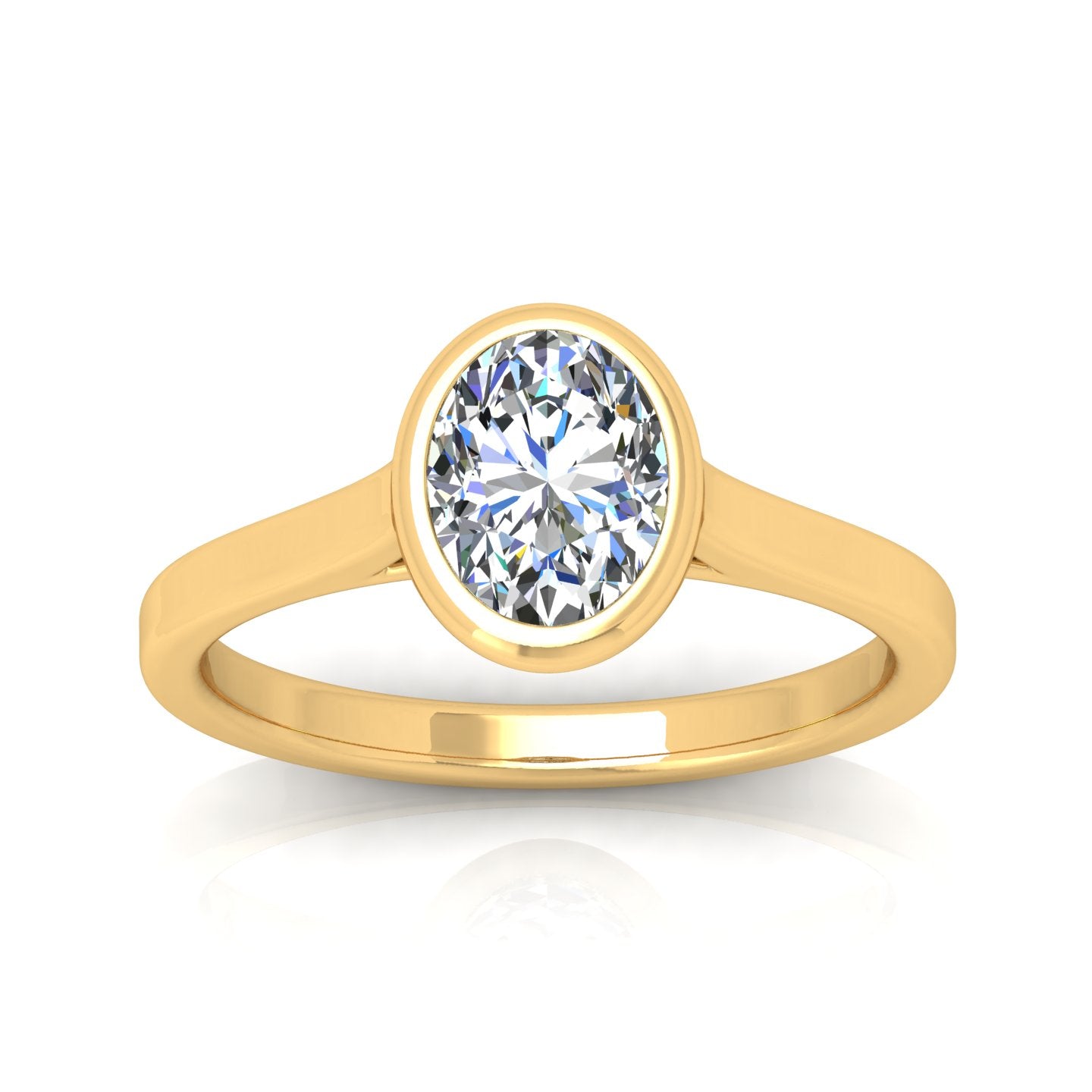 18k Yellow Gold All Shape Comfort Fit Bezel Set Solitaire Engagement Ring