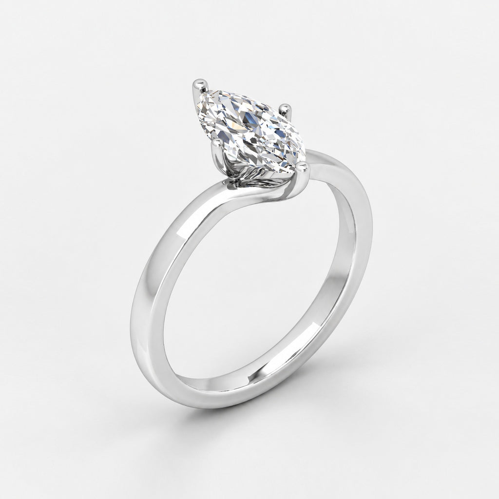 Solitaire Engagement Ring Marquise Diamond 2.00Ct IGI Certified in Gold & Platinum