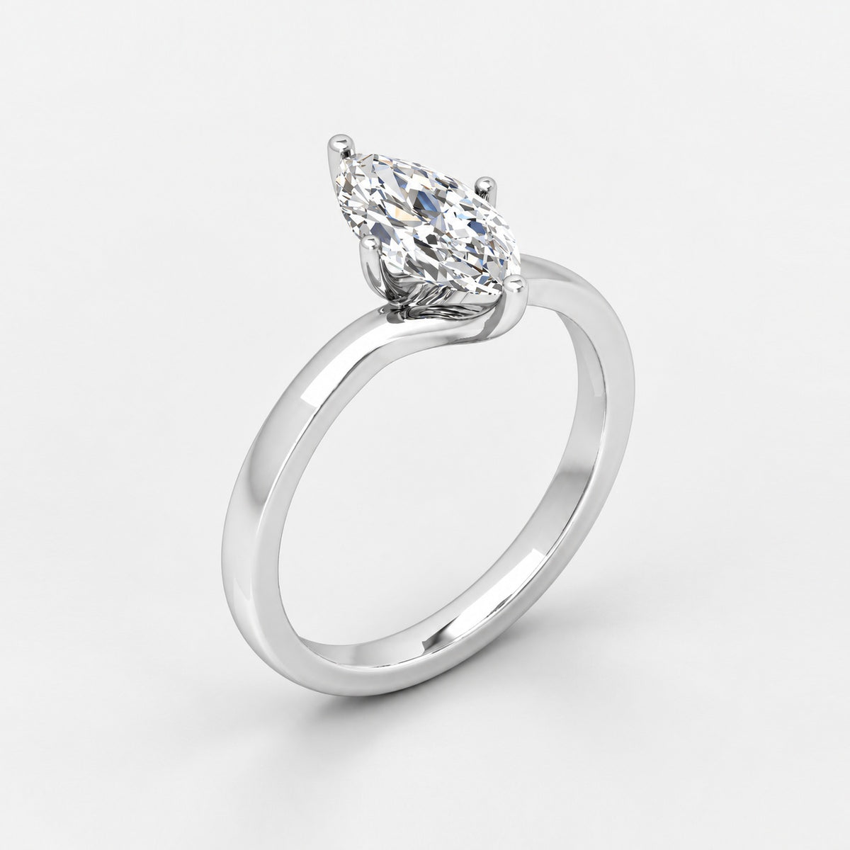 Solitaire Engagement Ring Marquise Diamond 2.00Ct IGI Certified in Gold & Platinum
