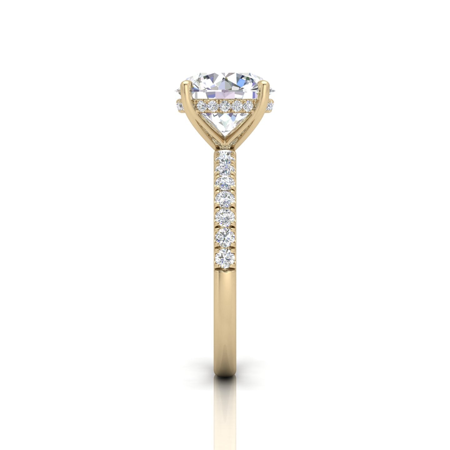 Classic Hidden Halo Pave Set Engagement Ring - Round