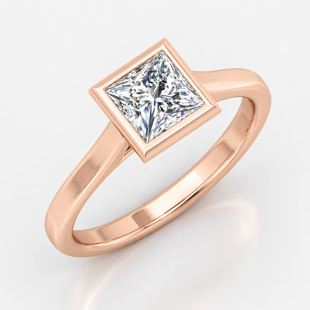 2.00Ct Solitaire Bezel Set Engagement Women's Ring Princess Diamond IGI Certified in Gold & Platinum