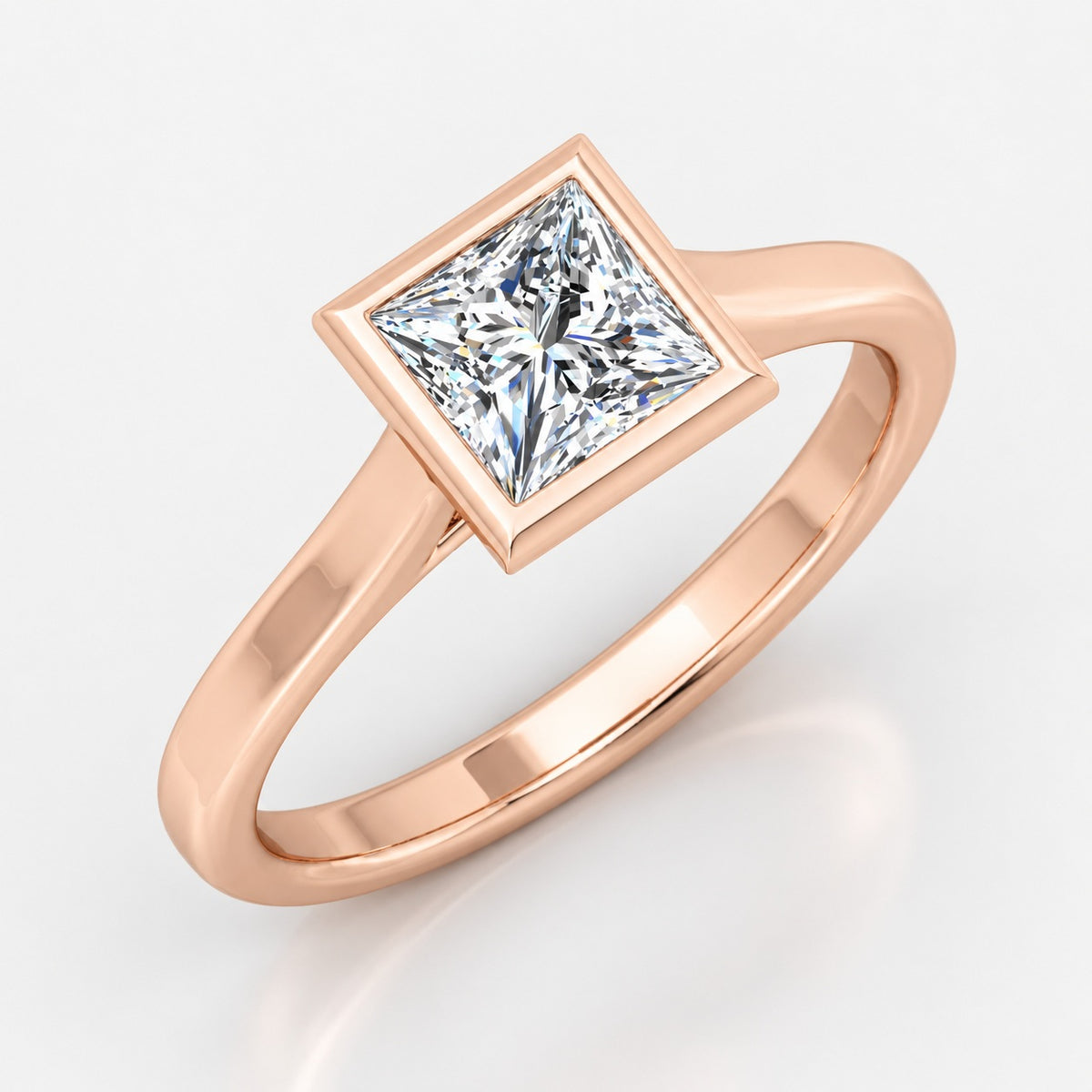 2.00Ct Solitaire Bezel Set Engagement Women's Ring Princess Diamond IGI Certified in Gold & Platinum