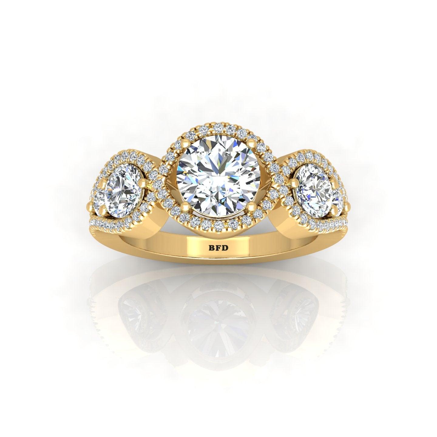 Vintage Style Round Diamond Trilogy Engagement Ring in Platinum 2.00Ct