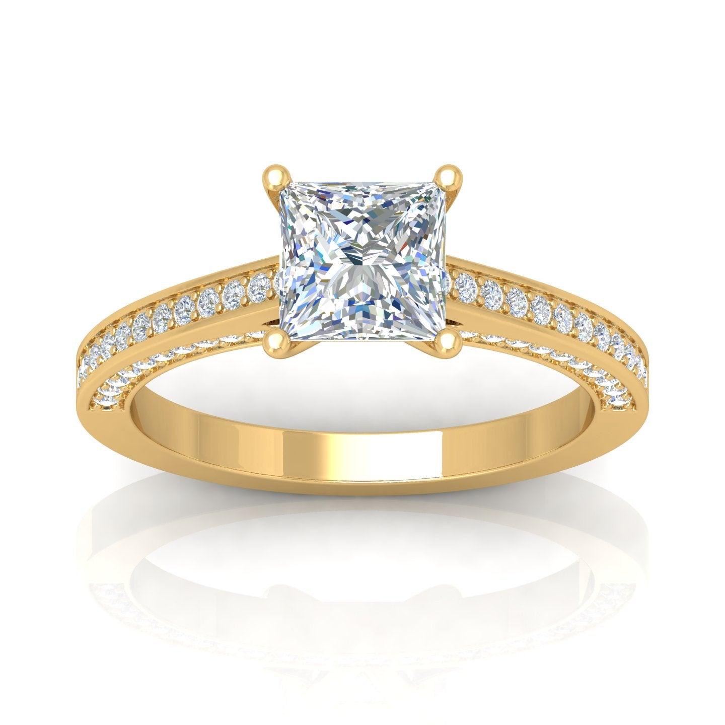 Certified Princess Diamond Engagement Ring 2.00Carat E/VS