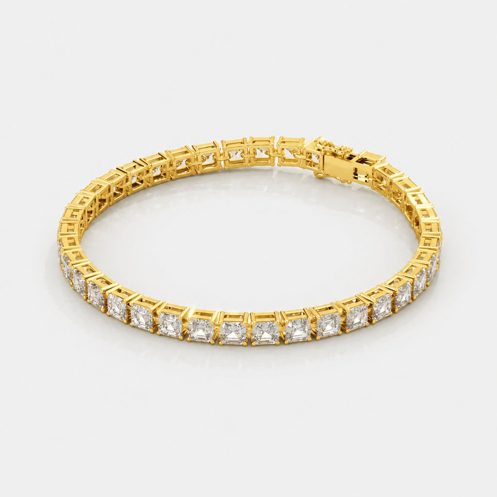 Asscher Lab-Grown Diamond Tennis Bracelet in Gold & Platinum (30ct)