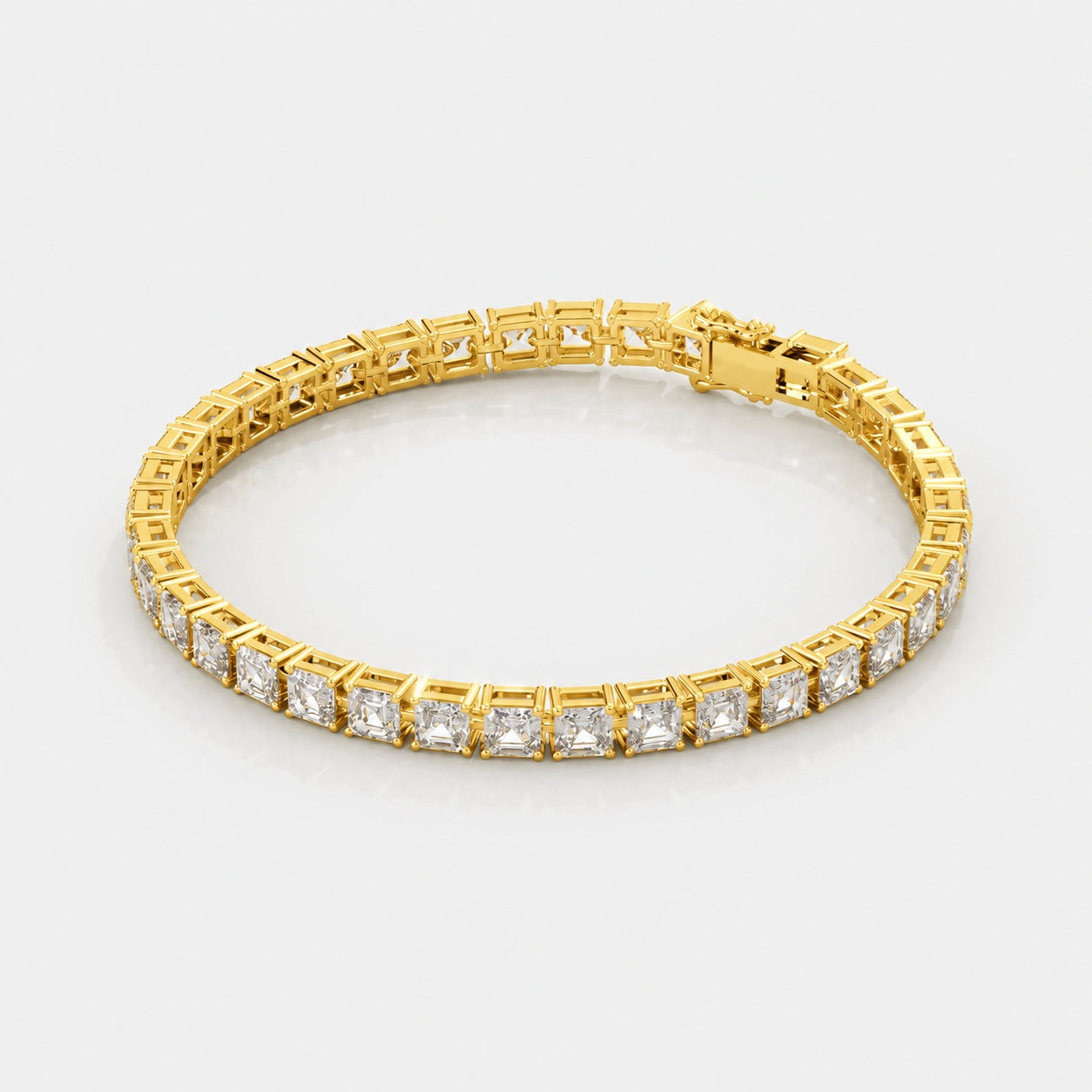 Asscher Lab-Grown Diamond Tennis Bracelet in Gold & Platinum (30ct)