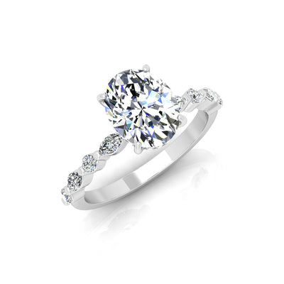 IGI Certified 2.50Ct E/VS Oval With Side Diamond Engagement Ring In Platinum (950)