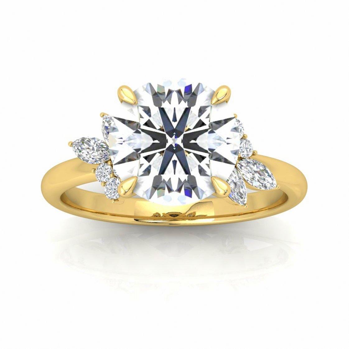 Clearance - IGI Certified 6.00ct - 7.00ct Lab Grown Round Diamond Trilogy Engagement Ring in 18k Yellow Gold