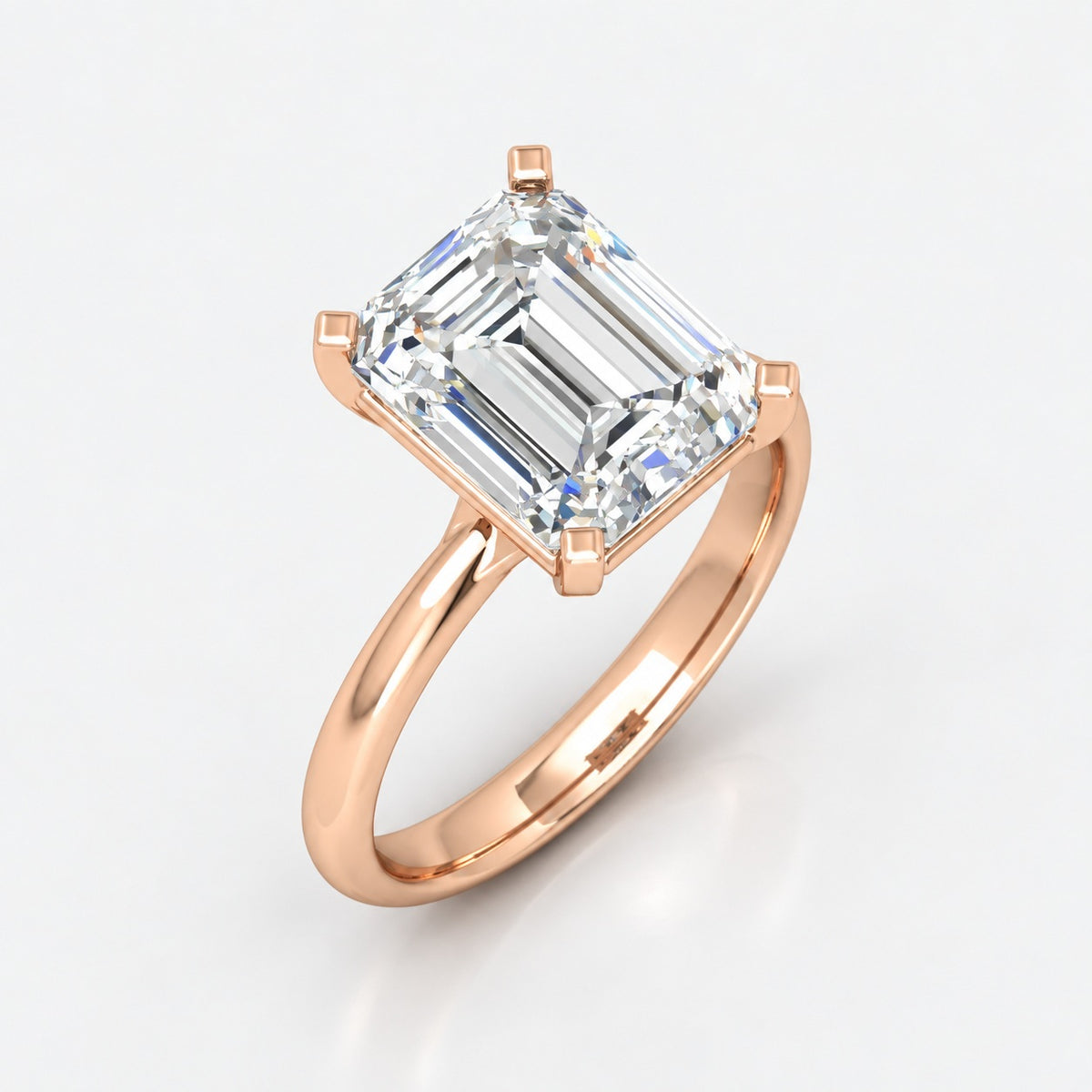 IGI Certified Classic Solitaire Emerald Diamond Engagement Ring in Gold & Platinum